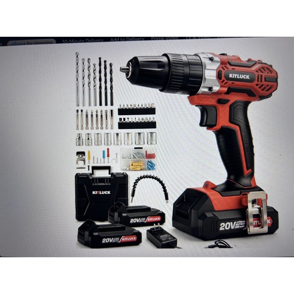 Cordless Drill Set, 20V Power Drill Kit Electric Drills with 2 X 2.0AH Battery